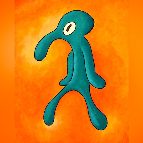 Squidward Bold and Brash - Hand Crafted Painting - Cartoon Wall Decor - Art - Picture 3 of 3